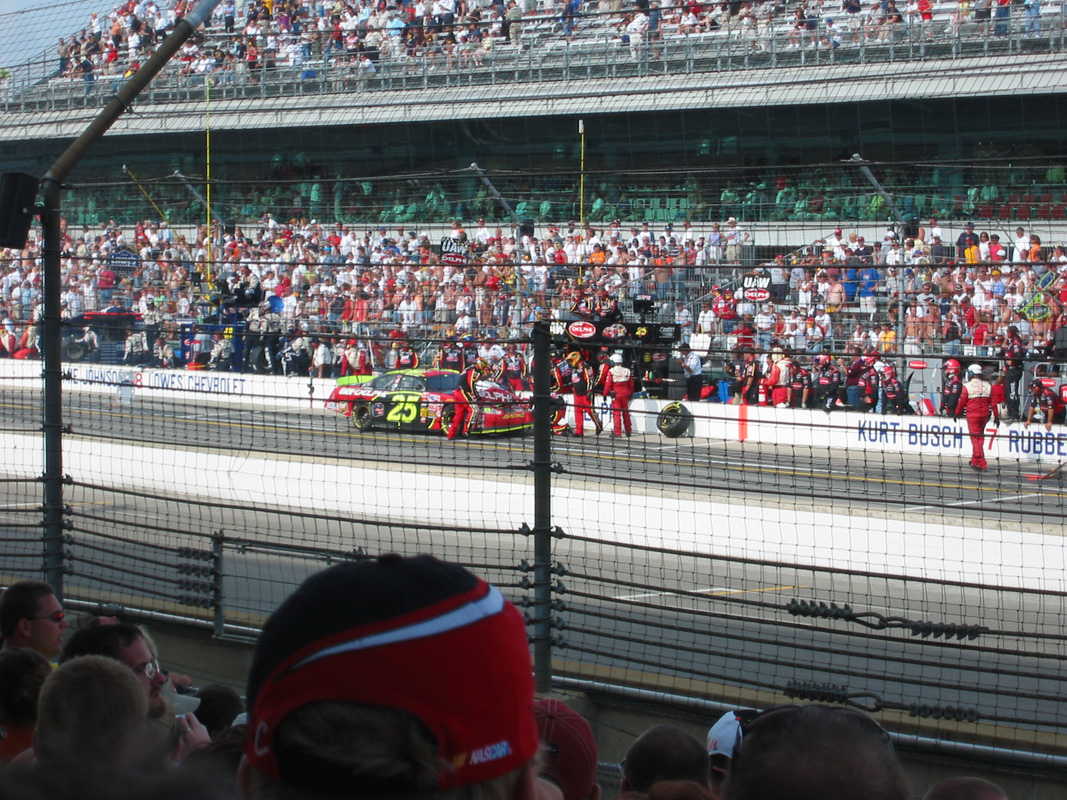 Brickyard 2003 35 - Nemechek in pits